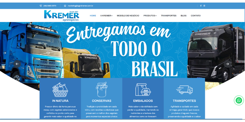 NOVO SITE KREMER, MAIS MODERNO E COMPLETO