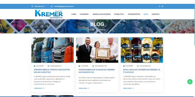 NOVO SITE KREMER, MAIS MODERNO E COMPLETO