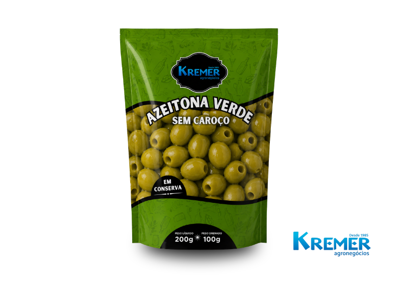 AZEITONA VERDE EM CONSERVA SEM CAROÇO 100g POUCH